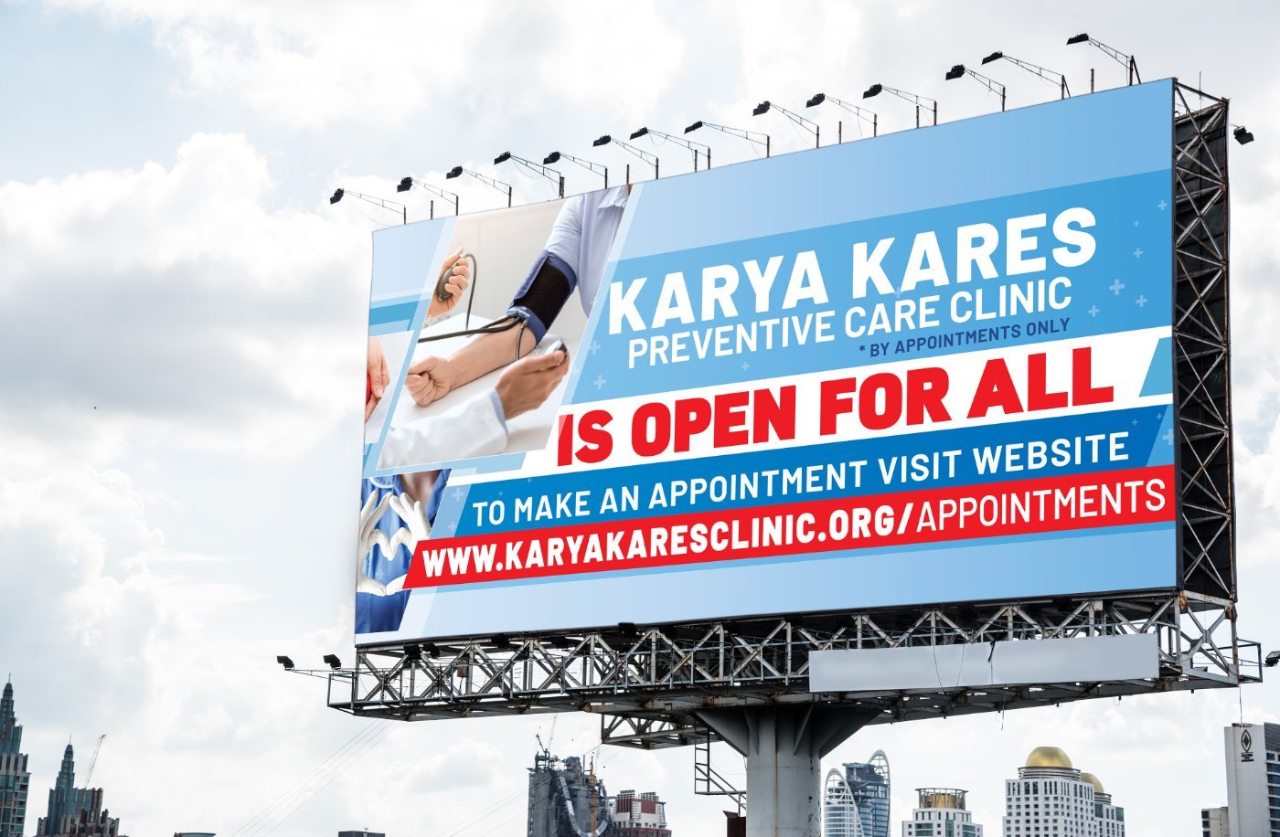 Billboard design for Karya Kares clinic