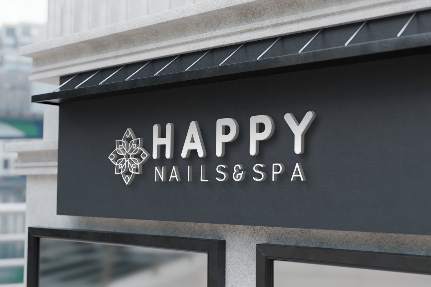 Building sign design for Happy Nails & Spa