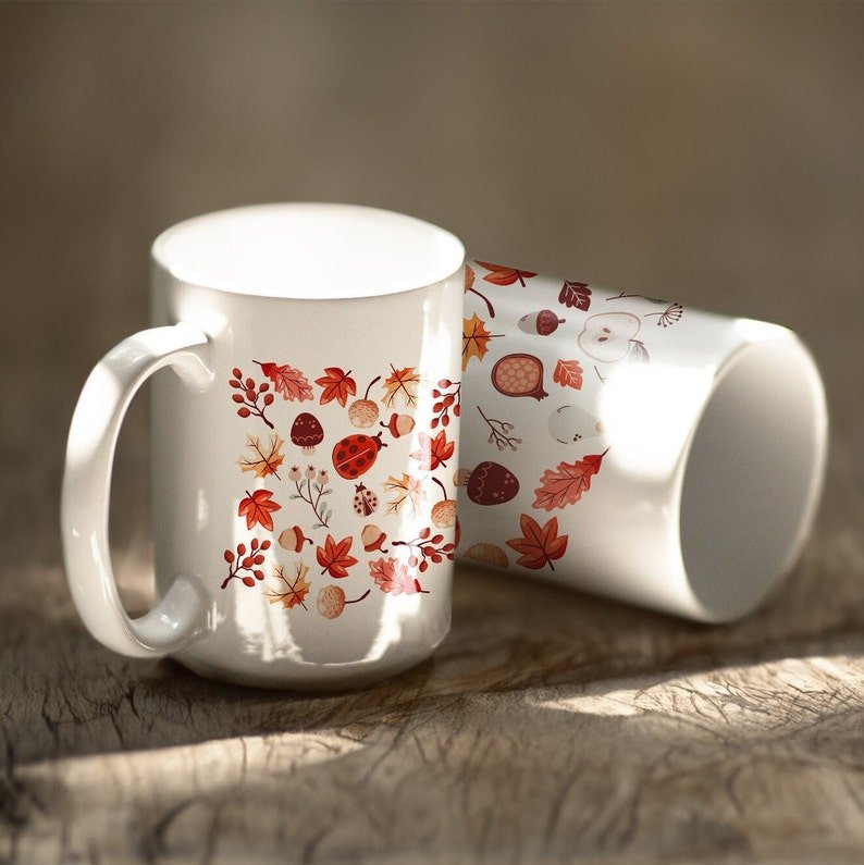 Autumn Ladybug Ceramic Coffee Mug