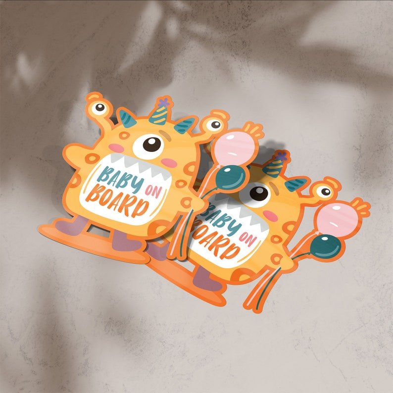 Cute Monster Baby On Board Bumper Sticker