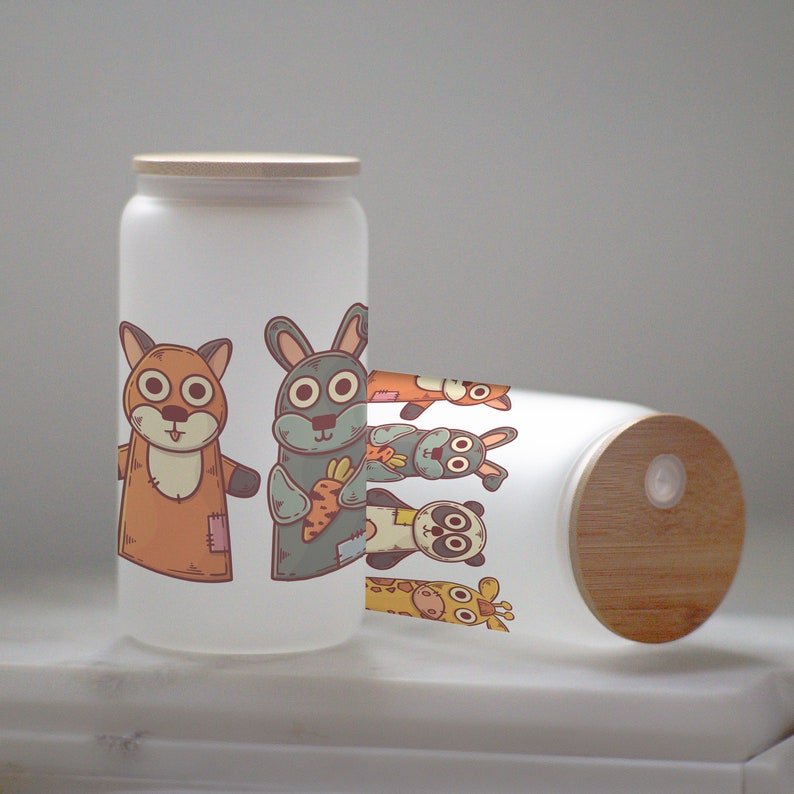 Cute Animals Frosted Glass Tumbler