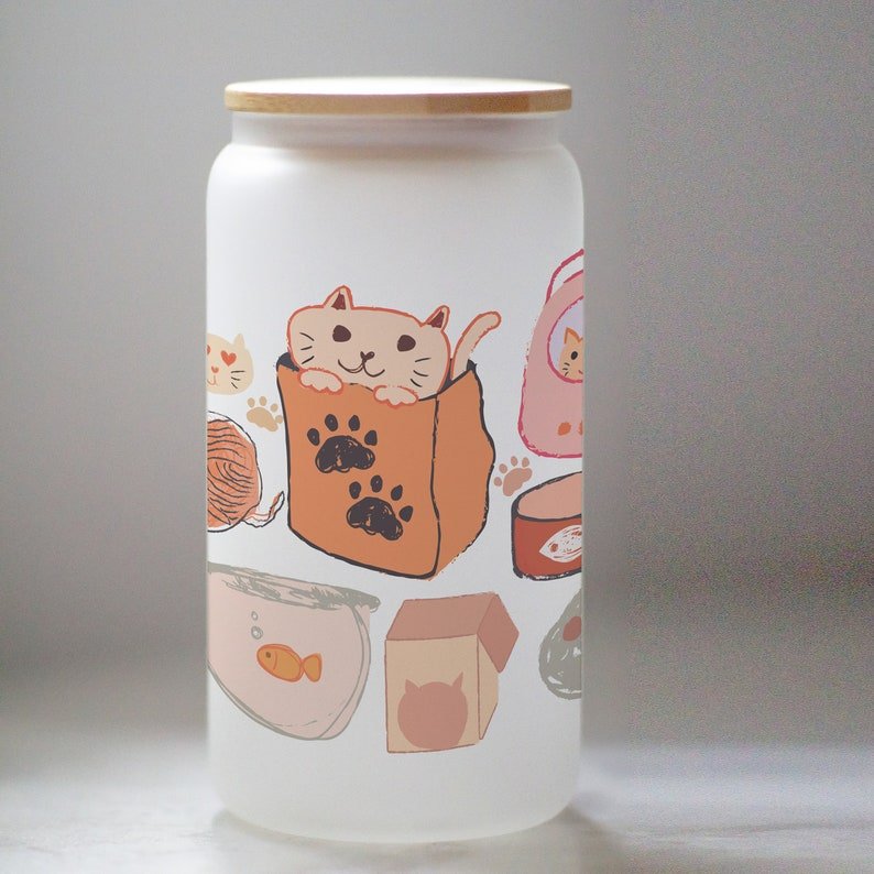 Watercolor Cat Glass Tumbler — photo 4
