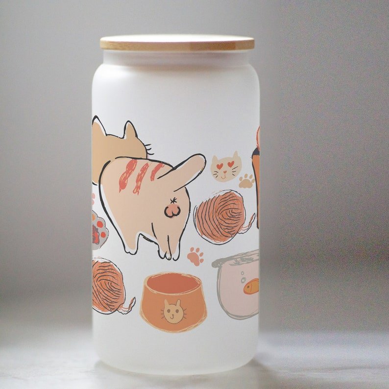 Watercolor Cat Glass Tumbler — photo 3