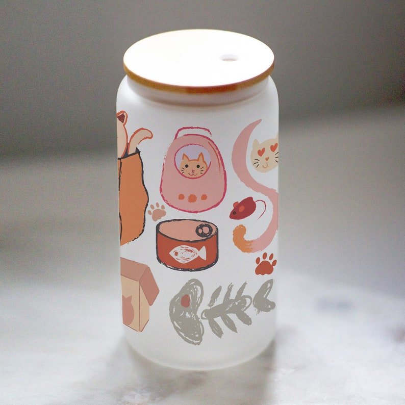 Watercolor Cat Glass Tumbler — photo 6