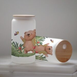 Baby Bear Frosted Glass Tumbler