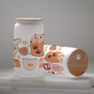 Watercolor Cat Glass Tumbler