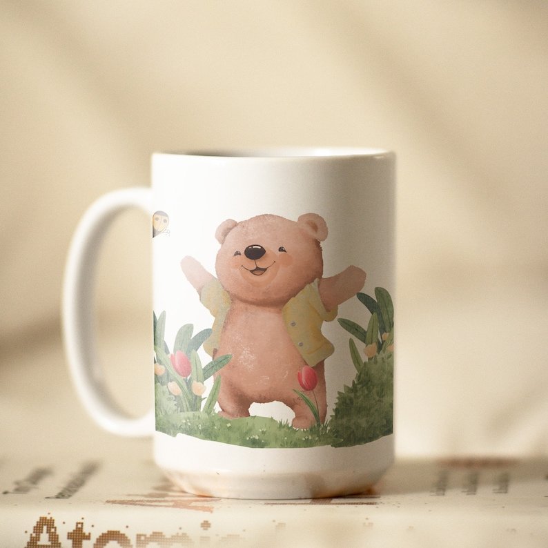 Baby Bear Meadow Ceramic Mug
