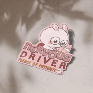 Nervous Driver Bunny Car Sticker