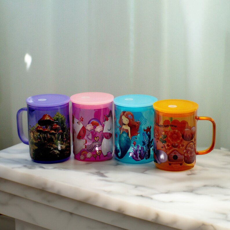 Purple Fairy Tale Glass Mug with Lid & Straw — photo 8