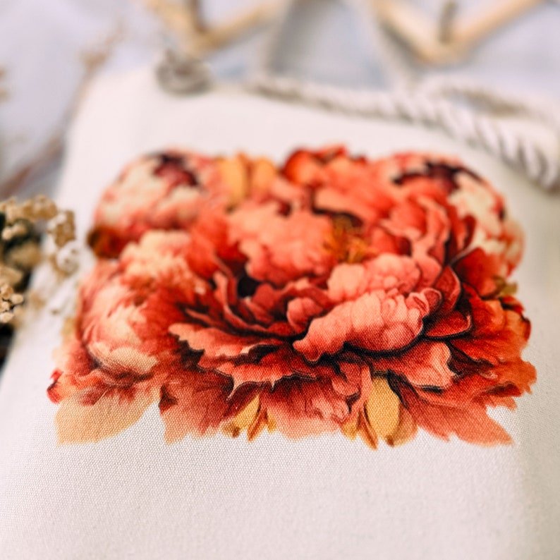 Peony Pink Floral Canvas Tote Bag - Image 5