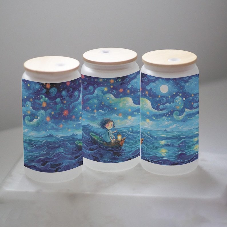 Matryoshka Starry Night Glass Tumbler