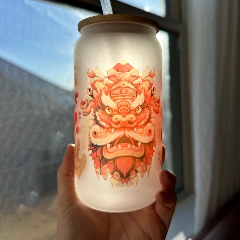 Frosted Glass Kylin Tumbler with Bamboo Lid