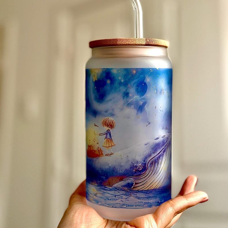 Watercolor Whale Glass Tumbler